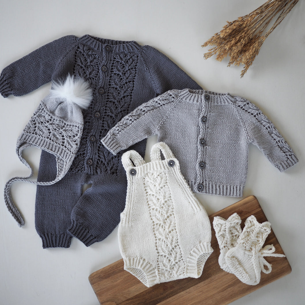 Eucalyptus sett (heldress, romper, jakke, lue/kyse og sokker)